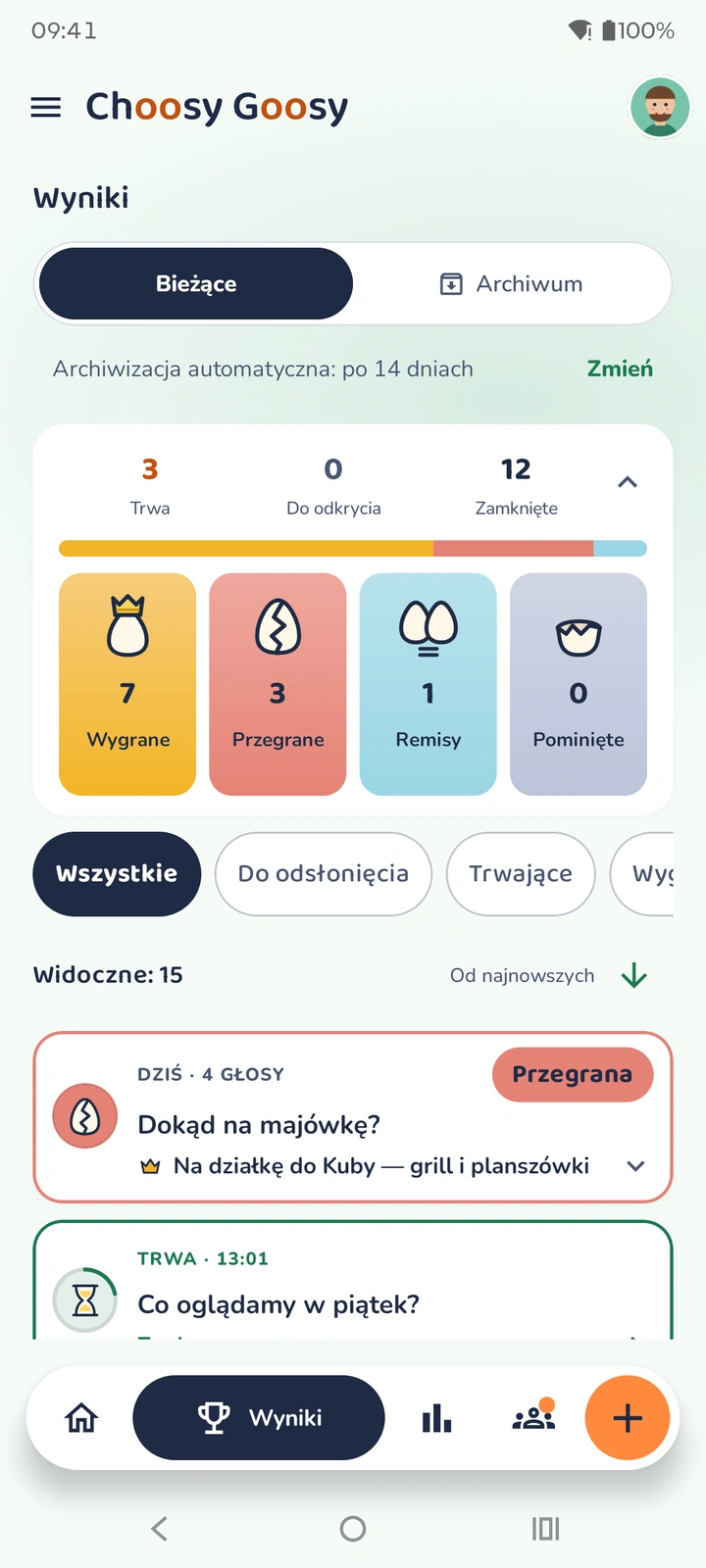 Przegląd wyników głosowań