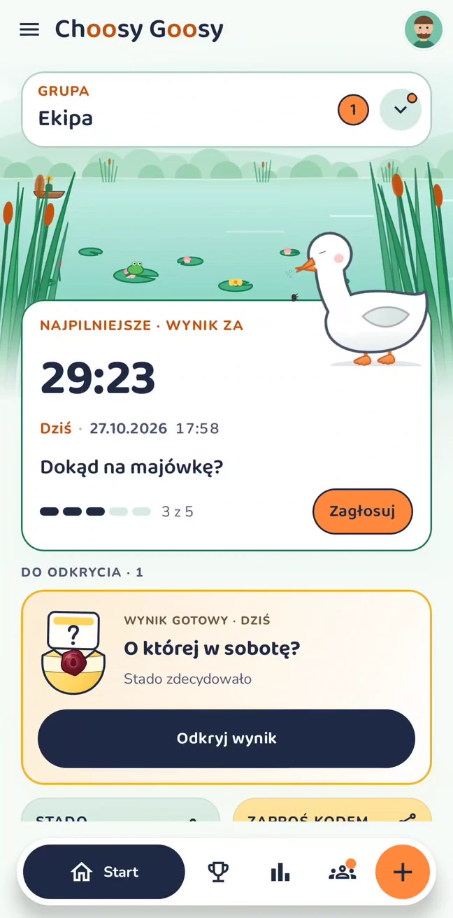 Ekran aplikacji Choosy Goosy